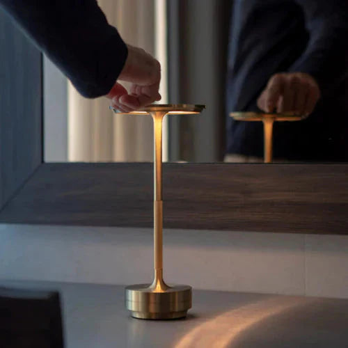 Wireless USB Rechargeable Design Table Lamp - GlowBeam-Gold-Nora Luxe