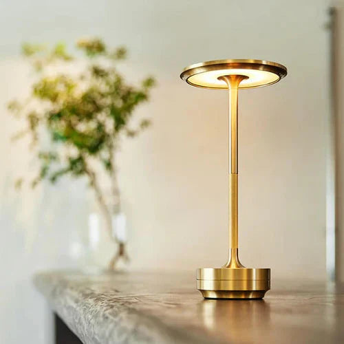 Wireless USB Rechargeable Design Table Lamp - GlowBeam-Gold-Nora Luxe