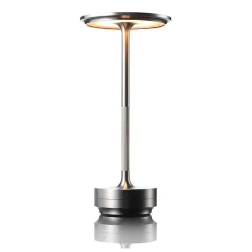 Wireless USB Rechargeable Design Table Lamp - GlowBeam-Silver-Nora Luxe