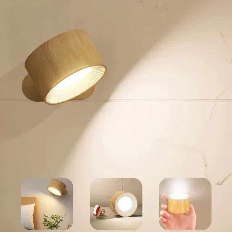 Wireless Wall Lamp - FlexiGlow-Wood-Touch Control-Nora Luxe