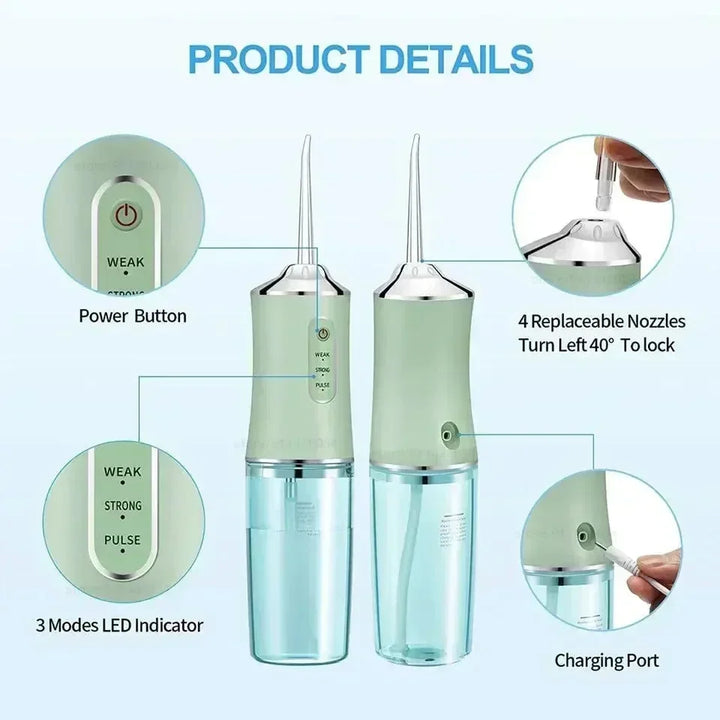 Wireless Water Flosser - FlossMaster-Green-Nora Luxe