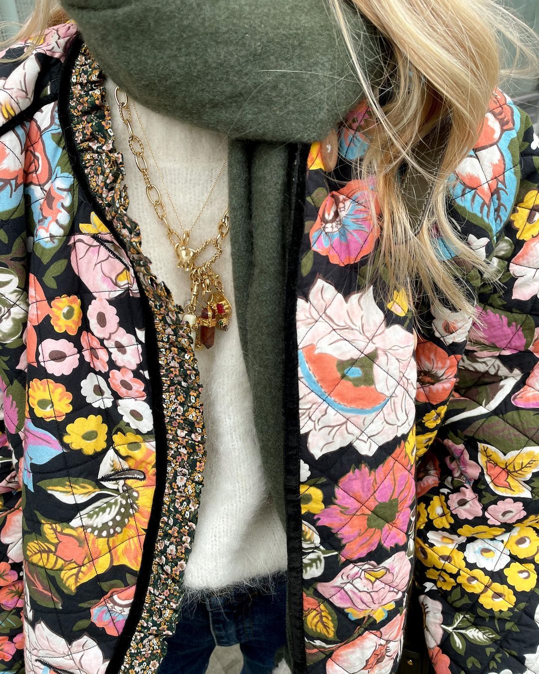 Womens Jacket with Floral Print - Aurora-S-Nora Luxe