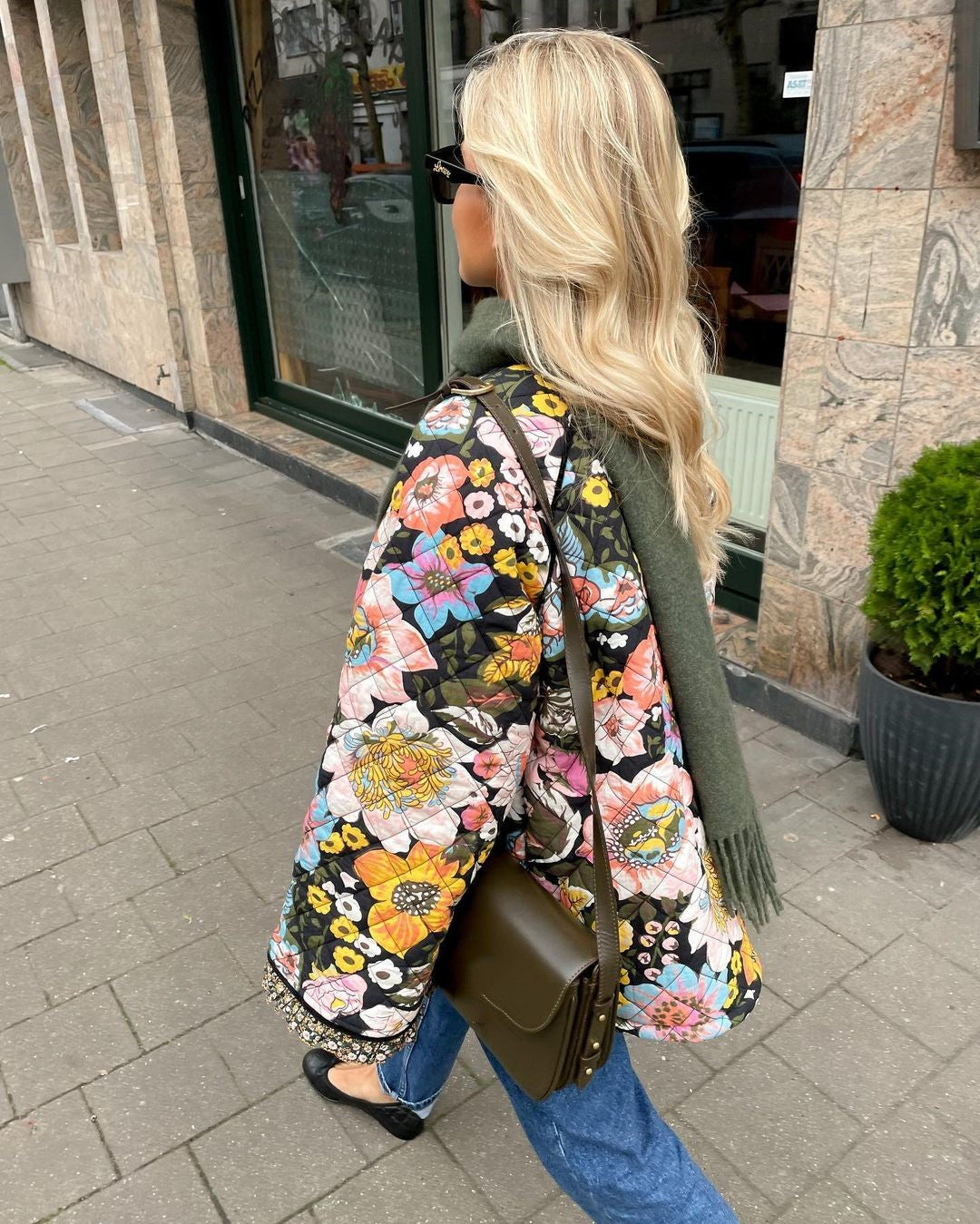Womens Jacket with Floral Print - Aurora-S-Nora Luxe
