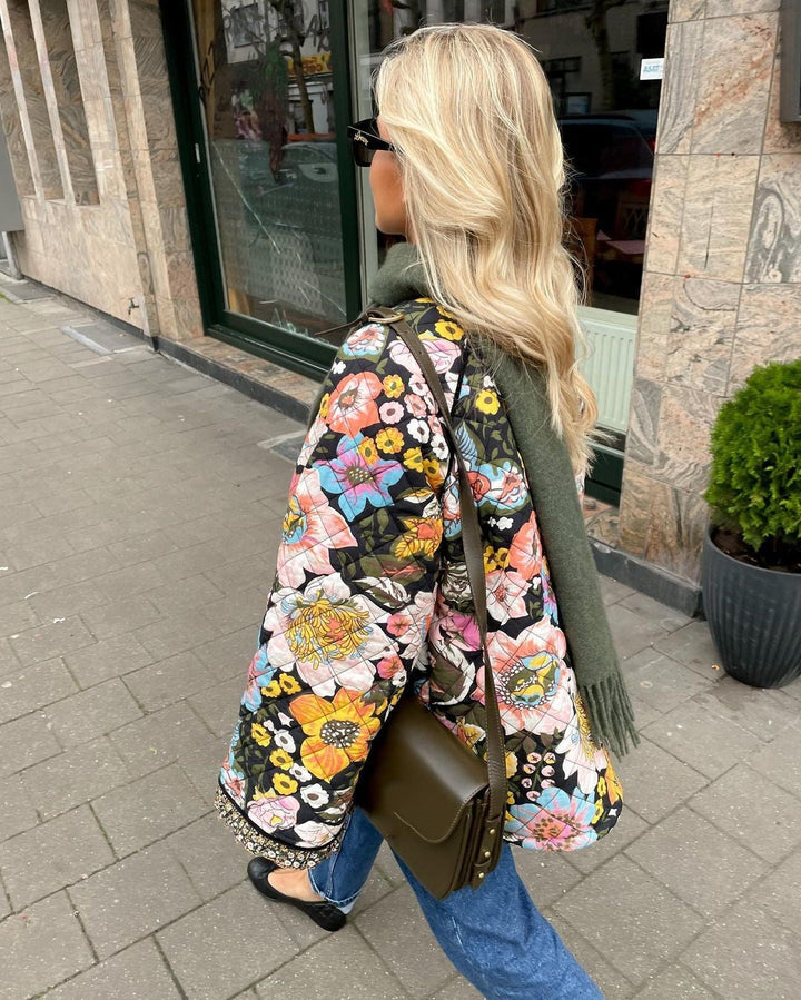 Womens Jacket with Floral Print - Aurora-S-Nora Luxe
