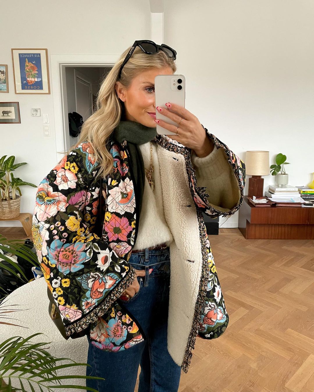 Womens Jacket with Floral Print - Aurora-S-Nora Luxe