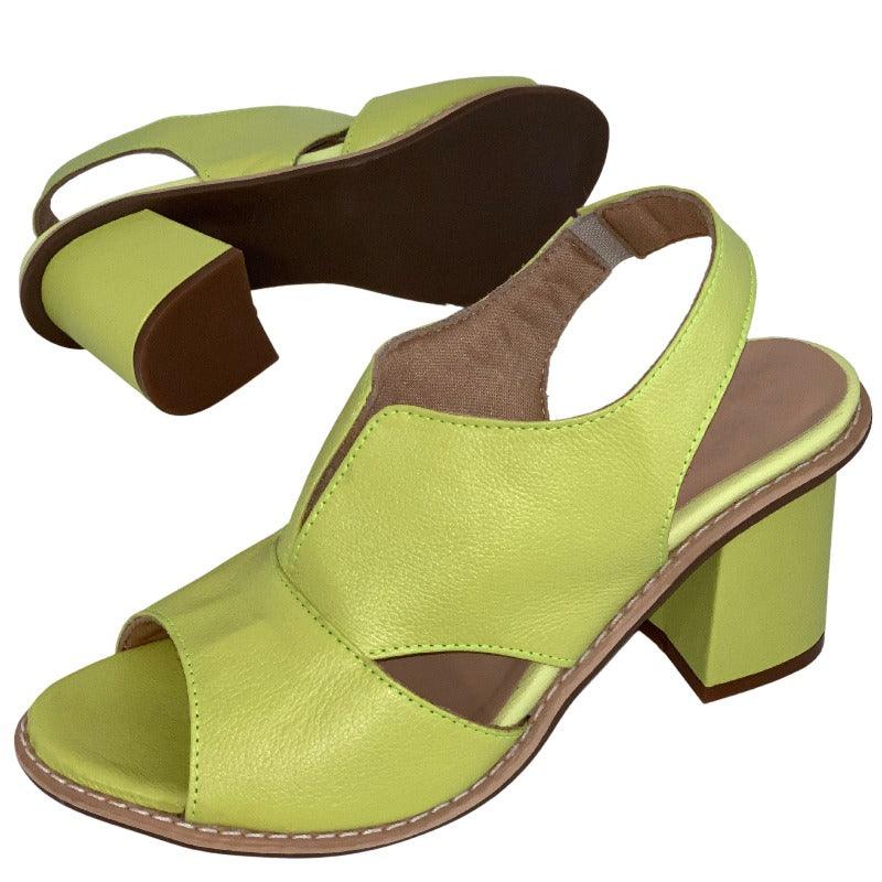 Women’s leather sandals with heel & comfort footbed – Selina-Beige-2.5-Nora Luxe