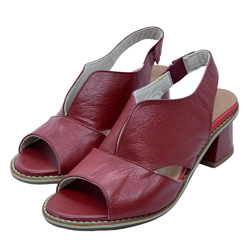 Women’s leather sandals with heel & comfort footbed – Selina-Beige-2.5-Nora Luxe