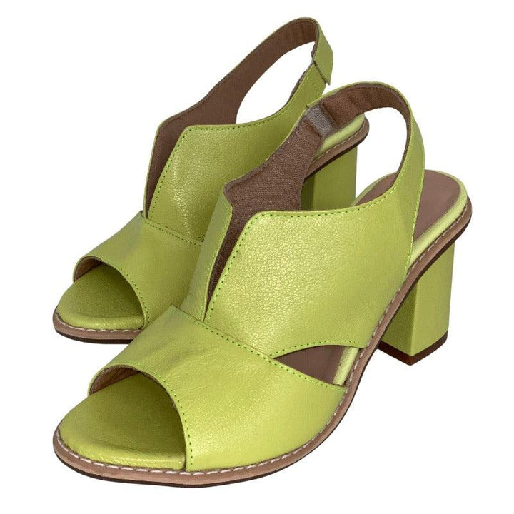Women’s leather sandals with heel & comfort footbed – Selina-Beige-2.5-Nora Luxe