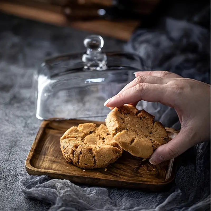 Wood and Glass Butter Holder - ButterElegance-Acacia-Nora Luxe