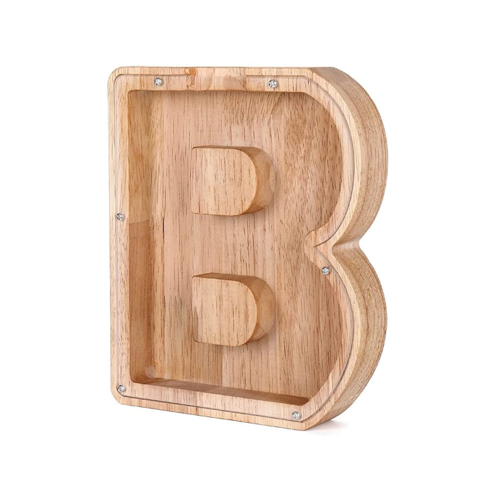 Wooden Alphabet Savings Box - LetterSaver-B-Nora Luxe