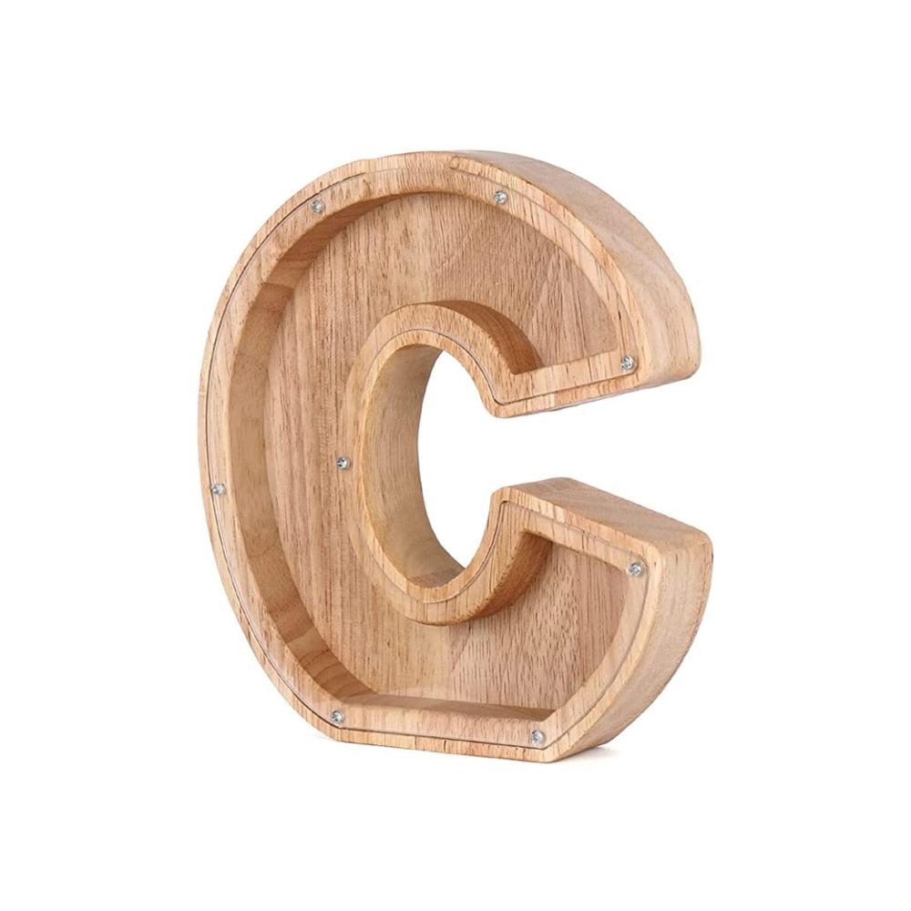 Wooden Alphabet Savings Box - LetterSaver-C-Nora Luxe
