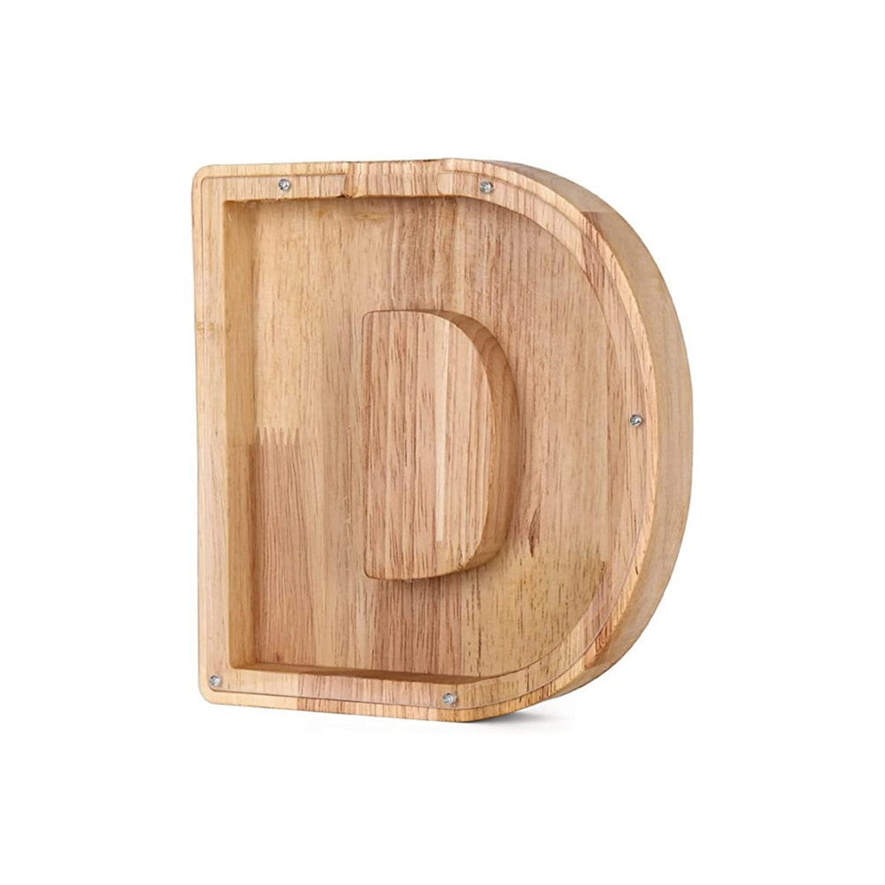 Wooden Alphabet Savings Box - LetterSaver-D-Nora Luxe