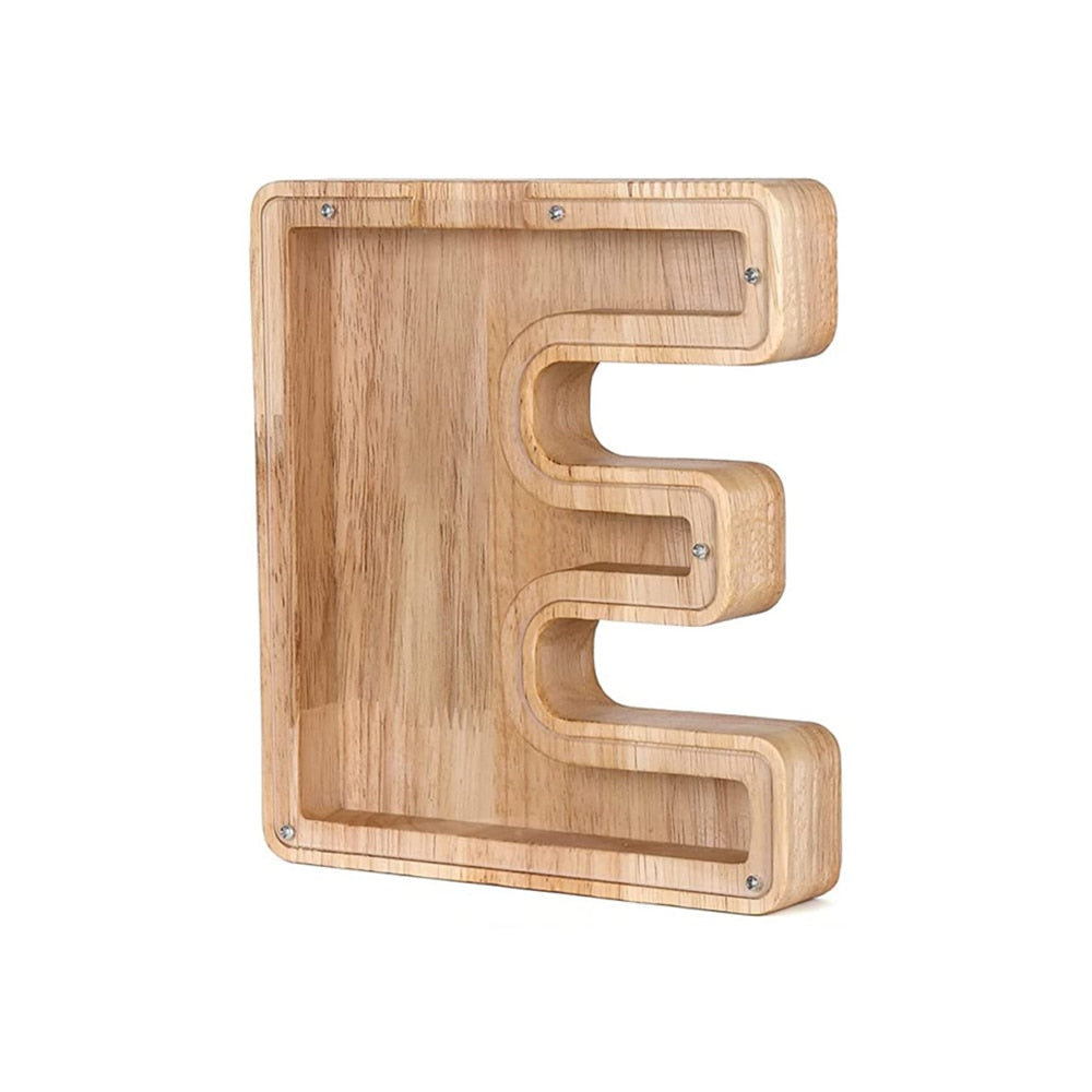 Wooden Alphabet Savings Box - LetterSaver-E-Nora Luxe