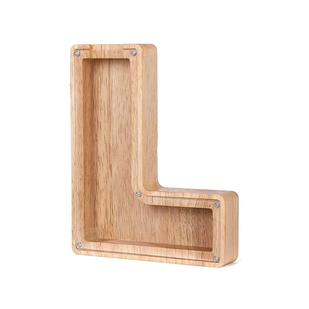 Wooden Alphabet Savings Box - LetterSaver-L-Nora Luxe