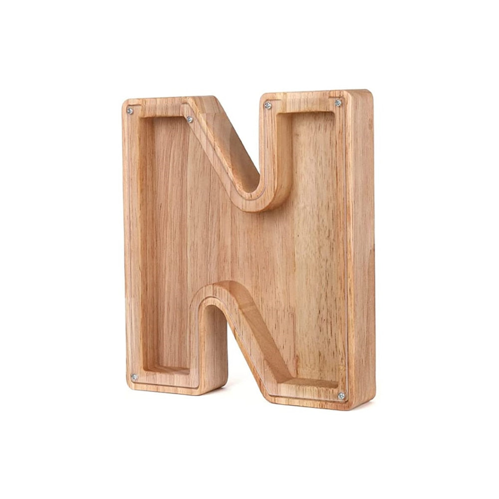 Wooden Alphabet Savings Box - LetterSaver-N-Nora Luxe