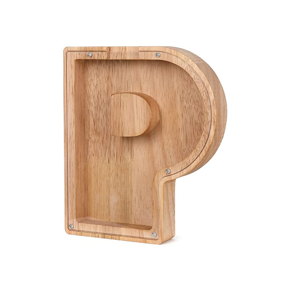 Wooden Alphabet Savings Box - LetterSaver-P-Nora Luxe