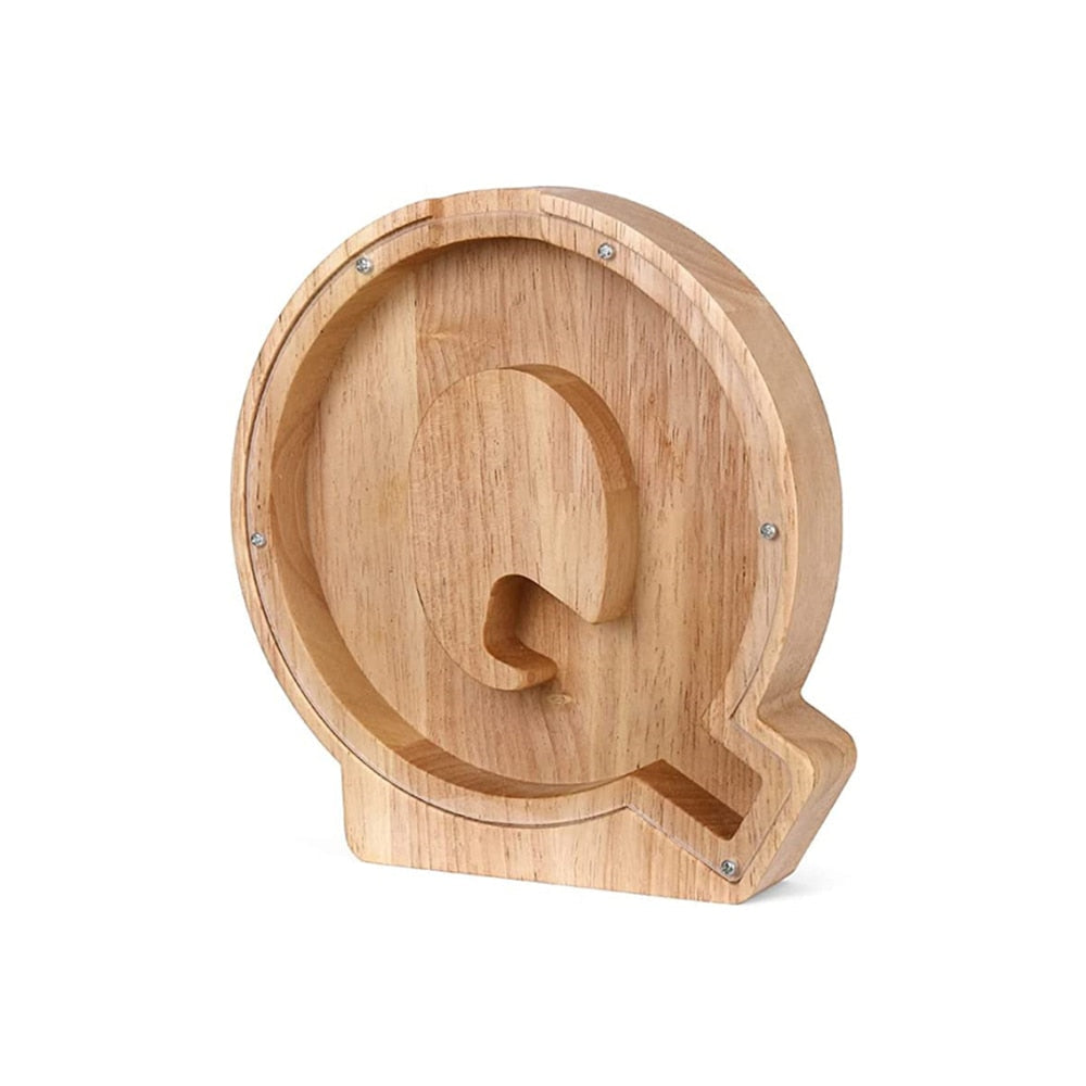 Wooden Alphabet Savings Box - LetterSaver-Q-Nora Luxe