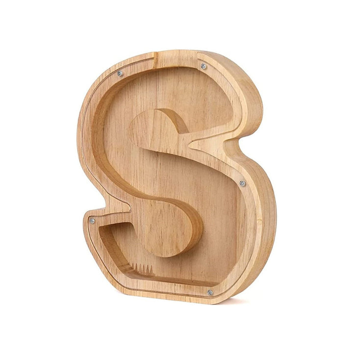 Wooden Alphabet Savings Box - LetterSaver-S-Nora Luxe