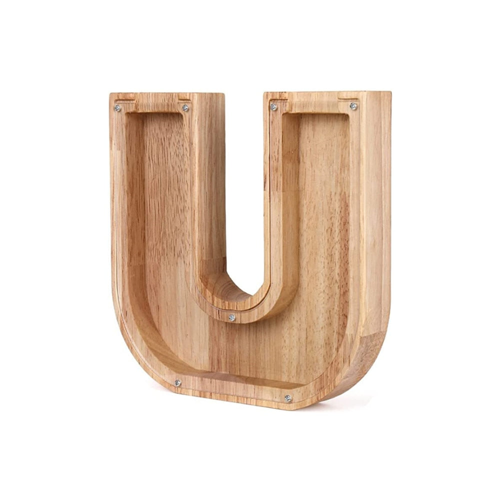 Wooden Alphabet Savings Box - LetterSaver-U-Nora Luxe