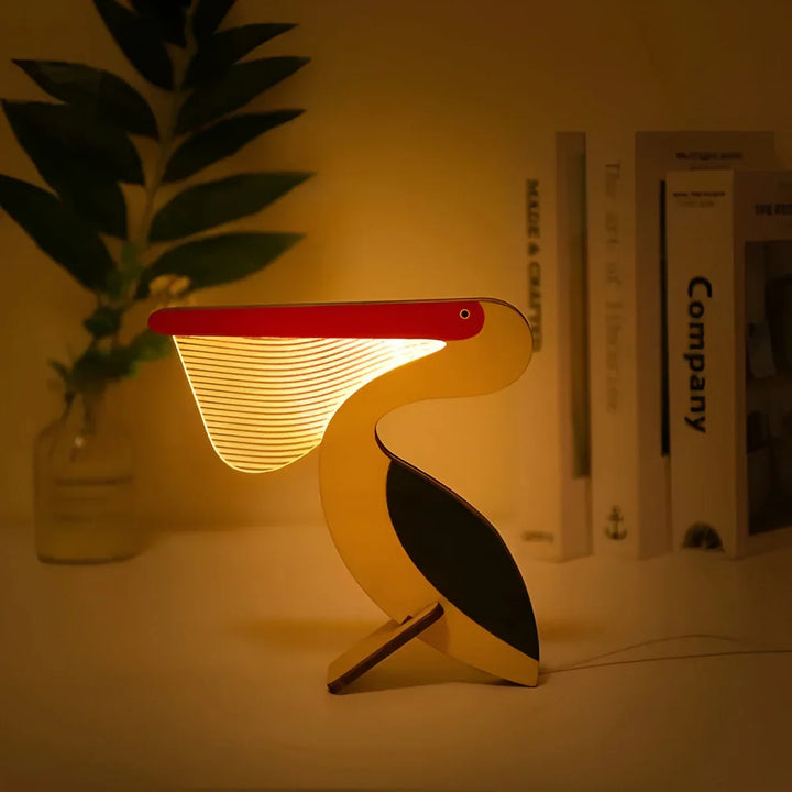 Wooden Animal Table Lamp - WildGlow-Pelican-Nora Luxe