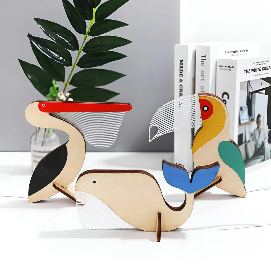 Wooden Animal Table Lamp - WildGlow-Toucan-Nora Luxe