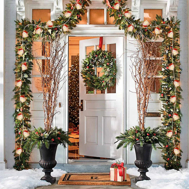 Wooden Christmas Houses With LED Lighting - GlowHouse-Red-Nora Luxe