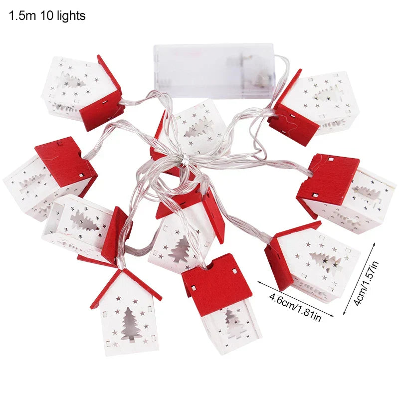 Wooden Christmas Houses With LED Lighting - GlowHouse-Red-Nora Luxe