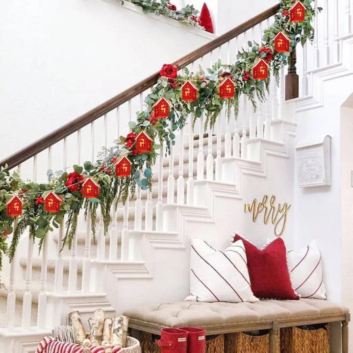 Wooden Christmas Houses With LED Lighting - GlowHouse-Red-Nora Luxe