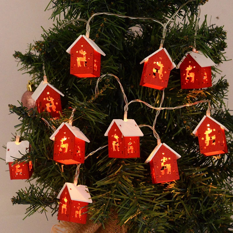 Wooden Christmas Houses With LED Lighting - GlowHouse-Red-Nora Luxe