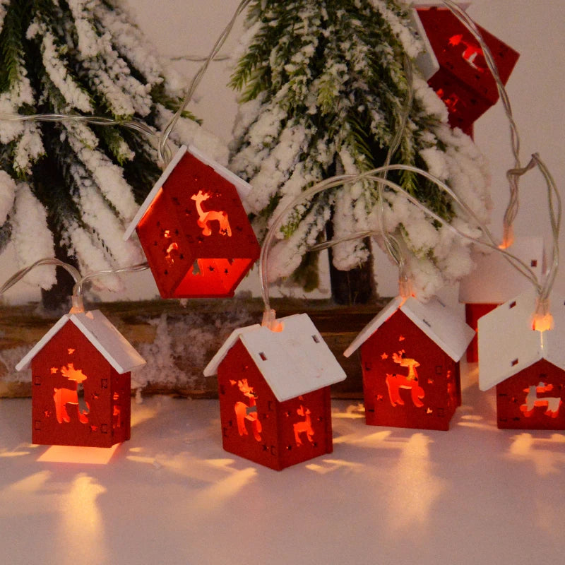 Wooden Christmas Houses With LED Lighting - GlowHouse-Red-Nora Luxe