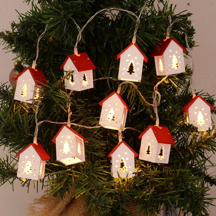 Wooden Christmas Houses With LED Lighting - GlowHouse-Red-Nora Luxe