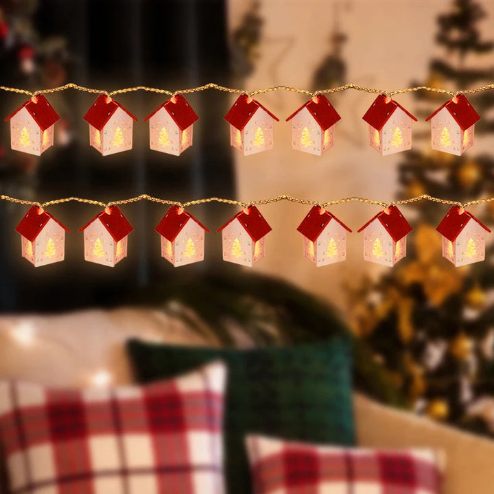 Wooden Christmas Houses With LED Lighting - GlowHouse-Red-Nora Luxe