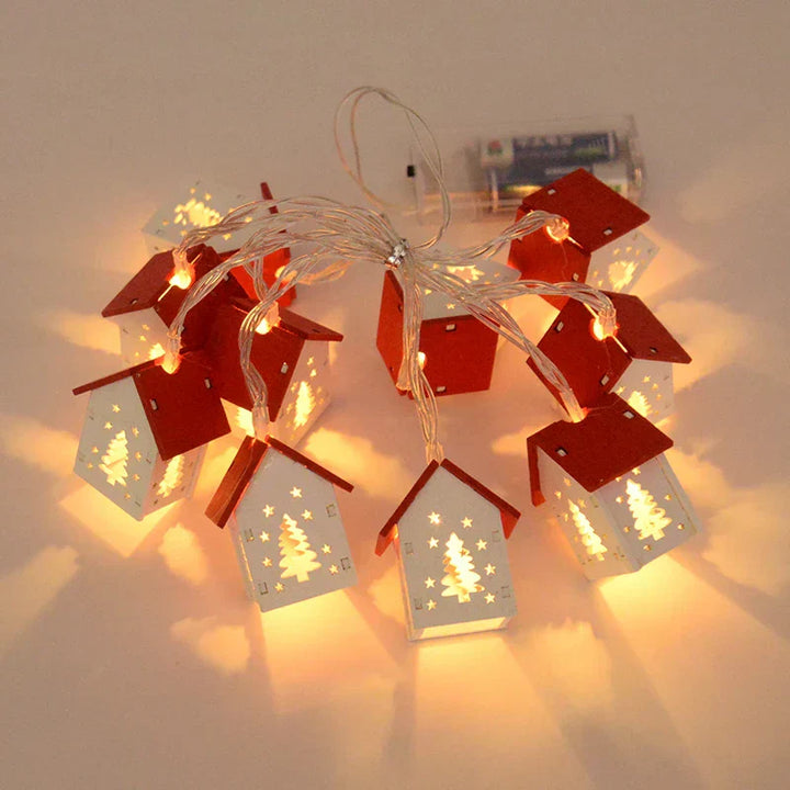 Wooden Christmas Houses With LED Lighting - GlowHouse-Red-Nora Luxe