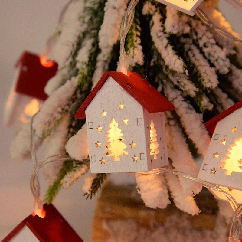 Wooden Christmas Houses With LED Lighting - GlowHouse-Red-Nora Luxe