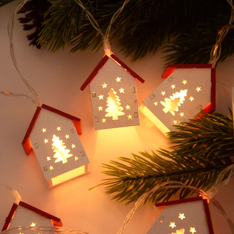 Wooden Christmas Houses With LED Lighting - GlowHouse-Red-Nora Luxe