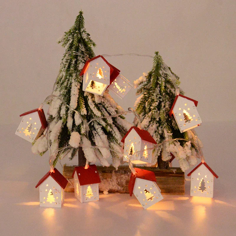 Wooden Christmas Houses With LED Lighting - GlowHouse-White-Nora Luxe