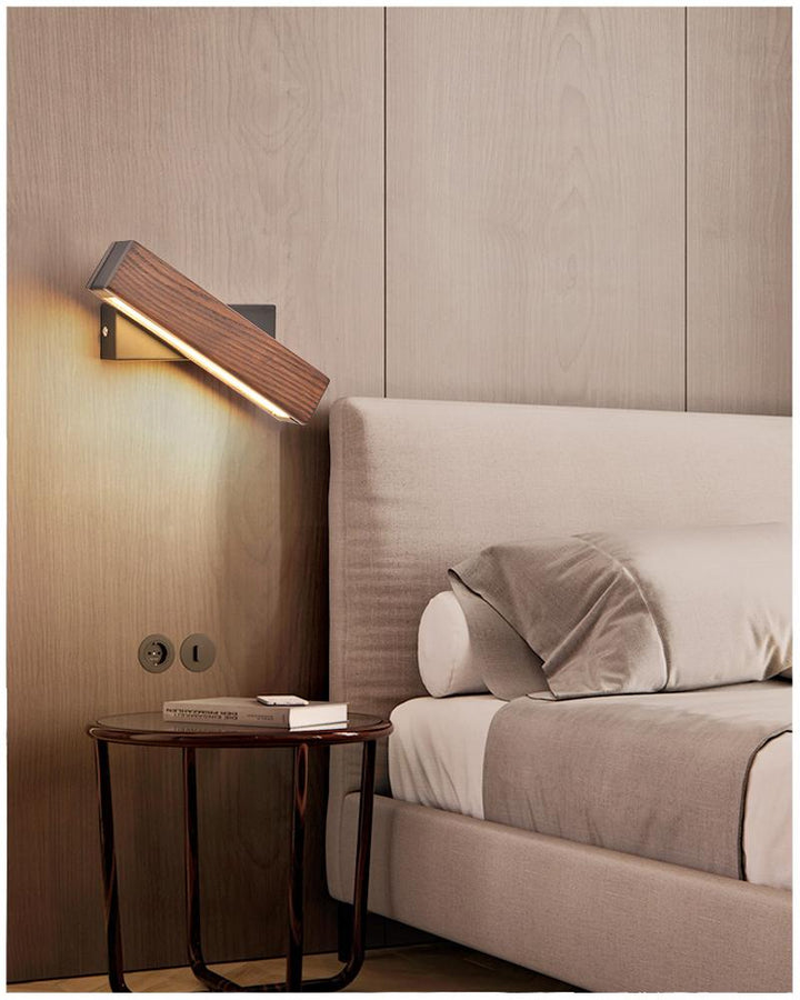 Wooden LED Wall Lamp with Rotating Function - Twilight Pivot-Dark Wood-8.27 × 1.97 in-Nora Luxe