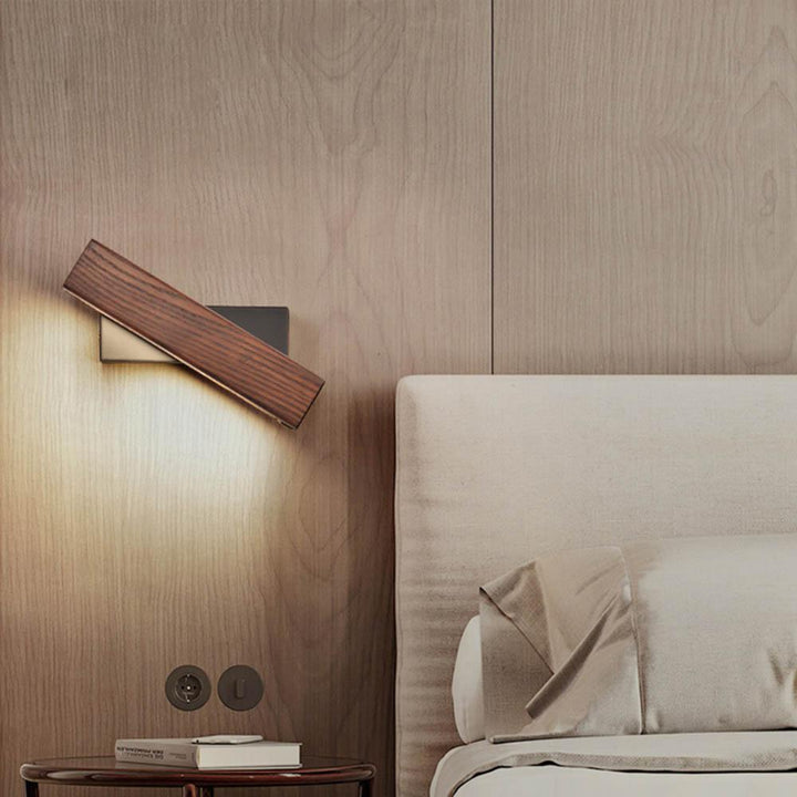 Wooden LED Wall Lamp with Rotating Function - Twilight Pivot-Dark Wood-8.27 × 1.97 in-Nora Luxe