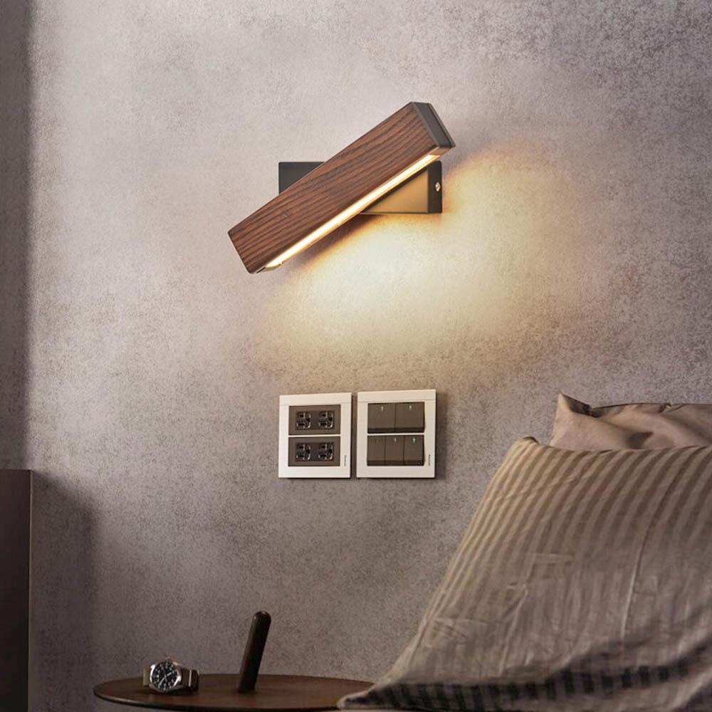 Wooden LED Wall Lamp with Rotating Function - Twilight Pivot-Dark Wood-8.27 × 1.97 in-Nora Luxe