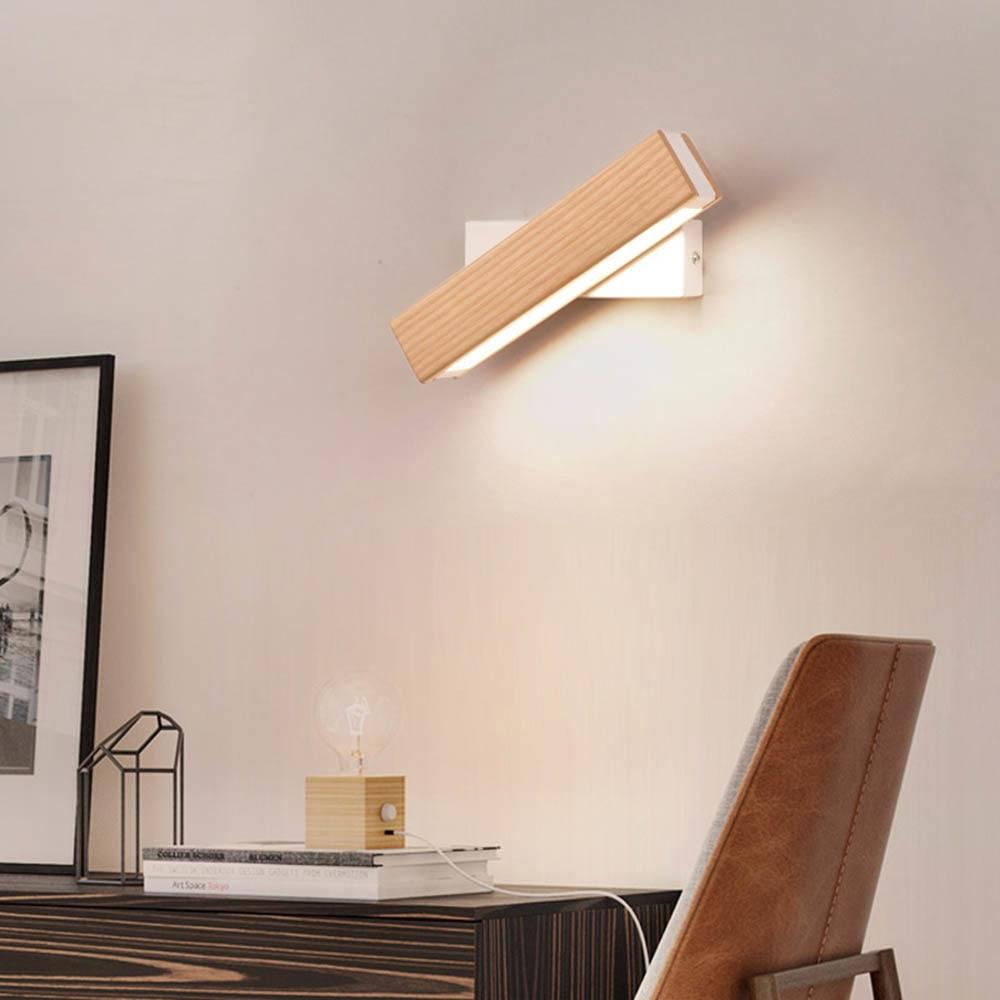 Wooden LED Wall Lamp with Rotating Function - Twilight Pivot-Dark Wood-8.27 × 1.97 in-Nora Luxe