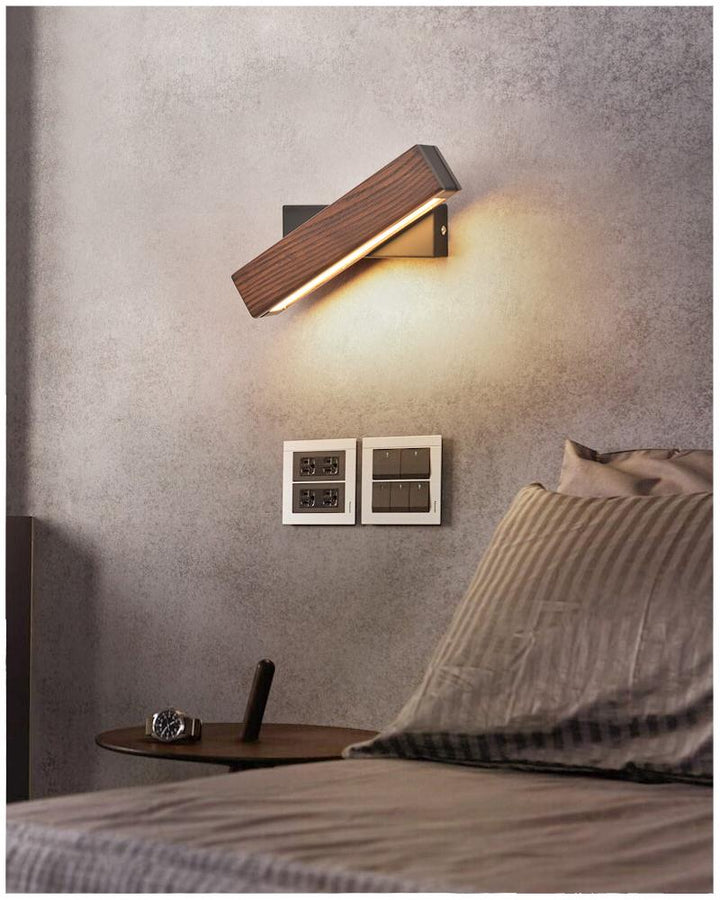 Wooden LED Wall Lamp with Rotating Function - Twilight Pivot-Dark Wood-8.27 × 1.97 in-Nora Luxe