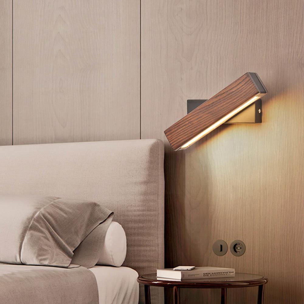 Wooden LED Wall Lamp with Rotating Function - Twilight Pivot-Dark Wood-8.27 × 1.97 in-Nora Luxe