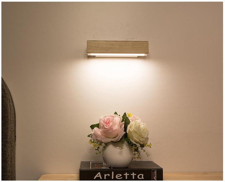 Wooden LED Wall Lamp with Rotating Function - Twilight Pivot-Light Wood-8.27 × 1.97 in-Nora Luxe