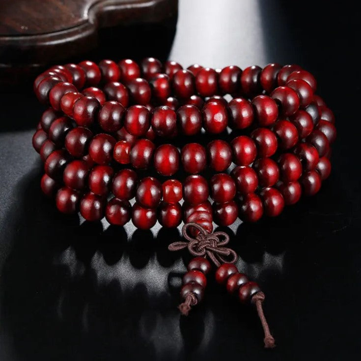 Wooden Meditation Prayer Beads Bracelet | Natural Wooden Jewellery-BLACK-Nora Luxe