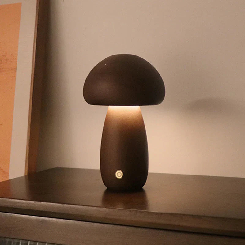 Wooden Mushroom LED Night Light - GlowShroom-Walnut-A-Nora Luxe