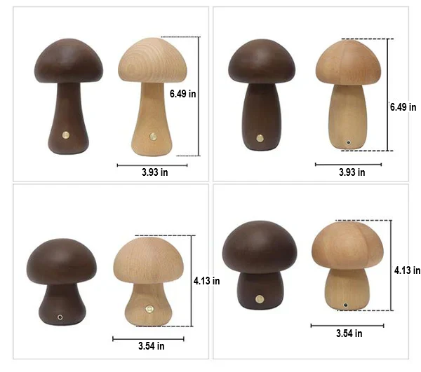 Wooden Mushroom LED Night Light - GlowShroom-Walnut-A-Nora Luxe