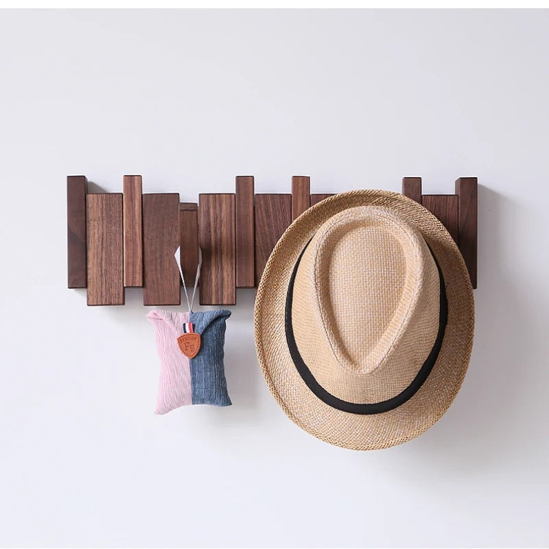 Wooden Piano Coat Rack - HarmonyCoat-Walnut Wood-4 hooks-Nora Luxe
