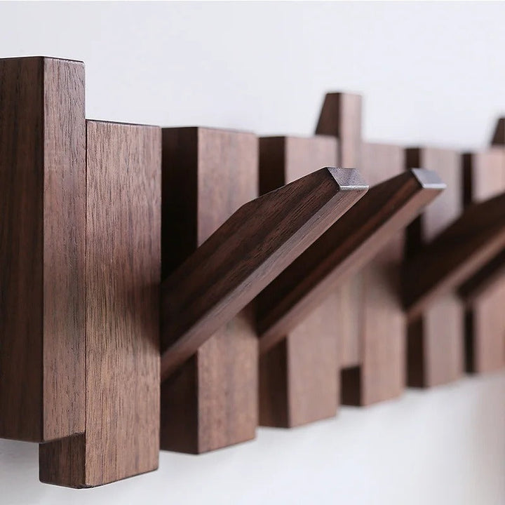 Wooden Piano Coat Rack - HarmonyCoat-Walnut Wood-4 hooks-Nora Luxe