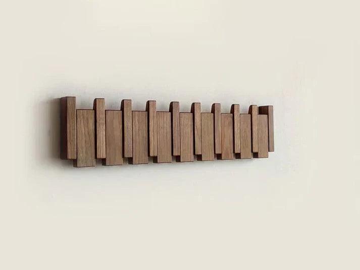 Wooden Piano Coat Rack - HarmonyCoat-Walnut Wood-4 hooks-Nora Luxe