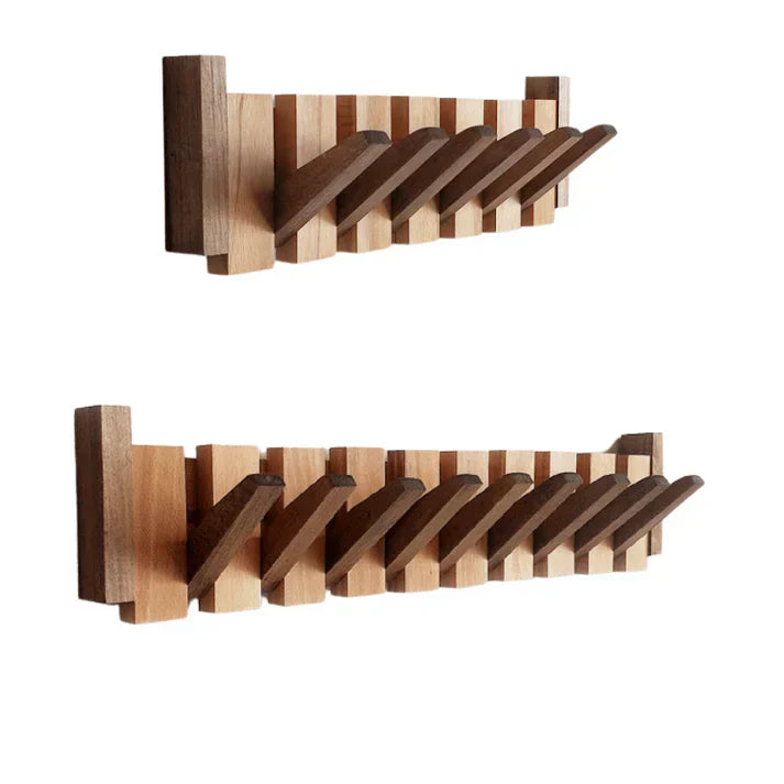 Wooden Piano Coat Rack - HarmonyCoat-Walnut Wood-4 hooks-Nora Luxe